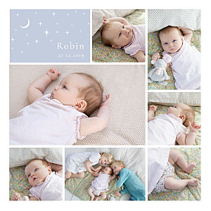 Faire-part de naissance bleu sous les étoiles bleu Faire-part de naissance bleu sous les étoiles bleu