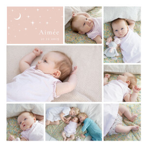 Faire-part de naissance Sous les étoiles rose Faire-part de naissance Sous les étoiles rose