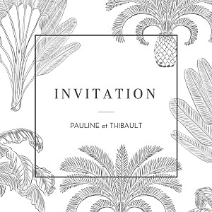 Carton d'invitation mariage blanc oiseaux de paradis noir Carton d'invitation mariage blanc oiseaux de paradis noir