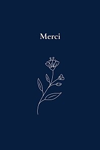 Carte de remerciement beige blason floral bleu Carte de remerciement beige blason floral bleu