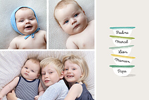 Faire-part de naissance jaune petits bols (3 enfants) vert Faire-part de naissance jaune petits bols (3 enfants) vert