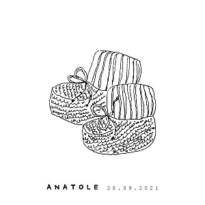 Faire-part de naissance tendance mon petit soulier (mini format) blanc Faire-part de naissance tendance mon petit soulier (mini format) blanc