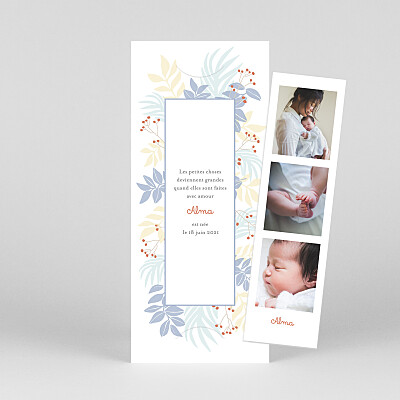 Faire-part de naissance original douce canopée (marque-page) bleu Faire-part de naissance original douce canopée (marque-page) bleu