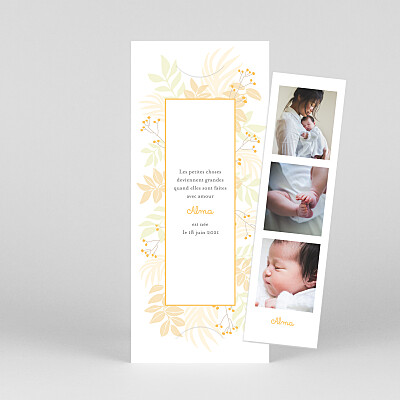 Faire-part de naissance orange douce canopée (marque-page) orange Faire-part de naissance orange douce canopée (marque-page) orange
