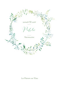 Menu de baptême original les hautes herbes vert Menu de baptême original les hautes herbes vert