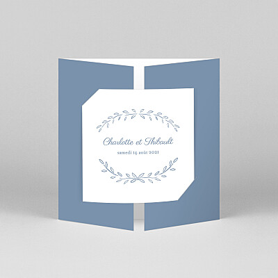 Faire-part de mariage poème (fenêtre) bleu Faire-part de mariage poème (fenêtre) bleu