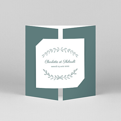 Faire-part de mariage vintage poème (fenêtre) vert Faire-part de mariage vintage poème (fenêtre) vert