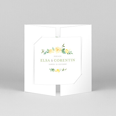 Faire-part de mariage vintage jardin anglais (fenêtre) vert Faire-part de mariage vintage jardin anglais (fenêtre) vert