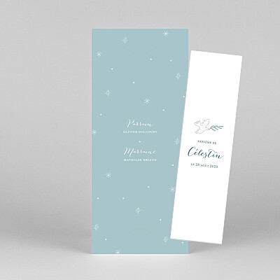 Faire-part de baptême fille douce colombe (marque-page) bleu Faire-part de baptême fille douce colombe (marque-page) bleu