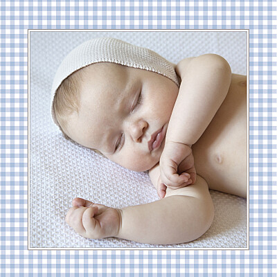 Faire-part de naissance Vichy photo bleu finition Faire-part de naissance Vichy photo bleu finition