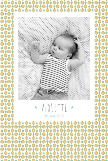 Faire-part de naissance Capri portrait photo moutarde - Recto Faire-part de naissance Capri portrait photo moutarde - Recto