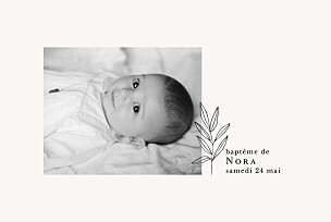 Faire-part de baptême garçon jeune pousse beige Faire-part de baptême garçon jeune pousse beige