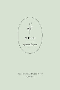 Menu de baptême original herbier vert Menu de baptême original herbier vert