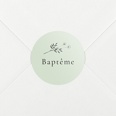 Stickers baptême herbier vert Stickers baptême herbier vert