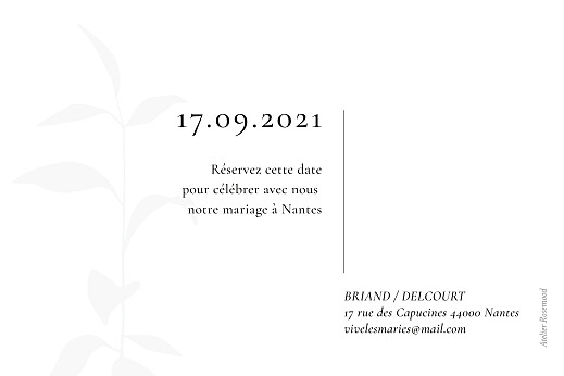 Save the Date Ikebana blanc - Verso