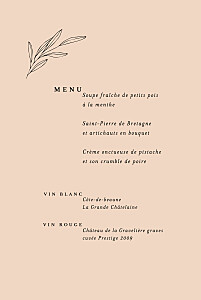 Menu de baptême rose jeune pousse rose Menu de baptême rose jeune pousse rose
