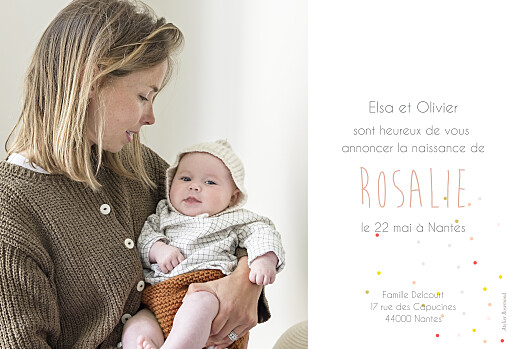 Faire-part de naissance Lovely girl photo blanc - Verso Faire-part de naissance Lovely girl photo blanc - Verso