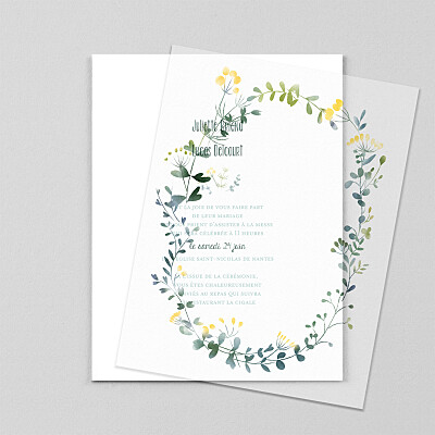 Faire-part de mariage moderne bouquet sauvage (calque) jaune Faire-part de mariage moderne bouquet sauvage (calque) jaune