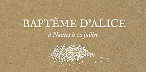Marque-place baptême original gypsophile chic kraft Marque-place baptême original gypsophile chic kraft