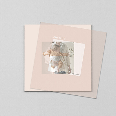 Faire-part de naissance rose monochrome (calque) rose Faire-part de naissance rose monochrome (calque) rose