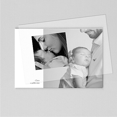 Faire-part de naissance mixte sobre (calque) paysage blanc Faire-part de naissance mixte sobre (calque) paysage blanc