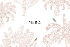Carte de remerciement rose oiseaux de paradis (paysage) rose Carte de remerciement rose oiseaux de paradis (paysage) rose