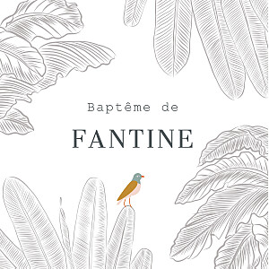 Etiquette de baptême original oiseaux de paradis blanc Etiquette de baptême original oiseaux de paradis blanc
