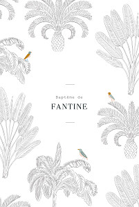Faire-part de baptême moderne oiseaux de paradis noir Faire-part de baptême moderne oiseaux de paradis noir