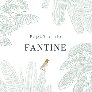 Etiquette de baptême vert oiseaux de paradis vert Etiquette de baptême vert oiseaux de paradis vert