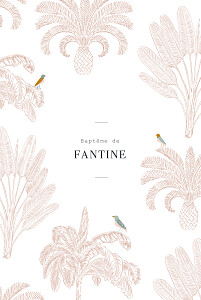 Faire-part de baptême rose oiseaux de paradis rose Faire-part de baptême rose oiseaux de paradis rose