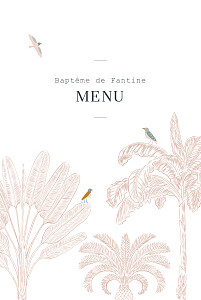 Menu de baptême rose oiseaux de paradis rose Menu de baptême rose oiseaux de paradis rose
