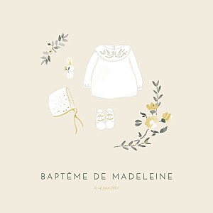 Faire-part de baptême fille mon petit trousseau beige Faire-part de baptême fille mon petit trousseau beige