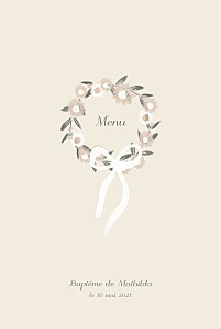 Menu de baptême rose douce lueur rose Menu de baptême rose douce lueur rose