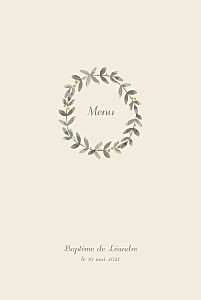 Menu de baptême beige douce lueur jaune Menu de baptême beige douce lueur jaune