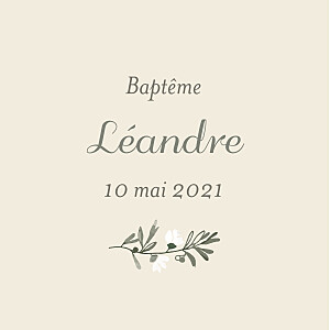 Etiquette de baptême beige douce lueur blanc Etiquette de baptême beige douce lueur blanc