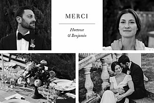 Carte de remerciement mariage classique doux instants (paysage) blanc Carte de remerciement mariage classique doux instants (paysage) blanc
