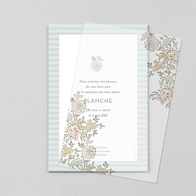 Faire-part de naissance rose indiennes (calque) rose Faire-part de naissance rose indiennes (calque) rose