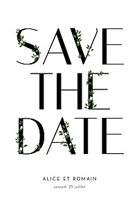 Save the date original lettres fleuries (photo) blanc Save the date original lettres fleuries (photo) blanc