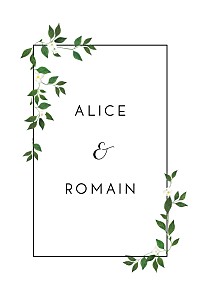 Carton d'invitation mariage blanc lettres fleuries (portrait) blanc Carton d'invitation mariage blanc lettres fleuries (portrait) blanc