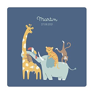 Faire-part de naissance animaux la famille des animaux bleu Faire-part de naissance animaux la famille des animaux bleu