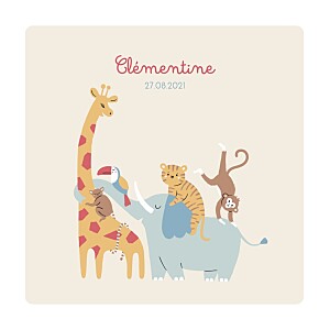Faire-part de naissance rose la famille des animaux framboise Faire-part de naissance rose la famille des animaux framboise