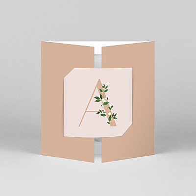 Faire-part de naissance mixte lettres fleuries (fenêtre) rose Faire-part de naissance mixte lettres fleuries (fenêtre) rose