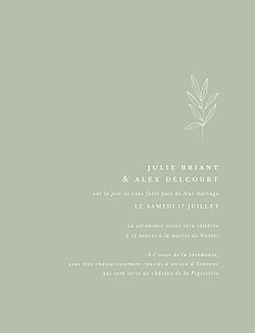 Faire-part de mariage champêtre jeune pousse vert Faire-part de mariage champêtre jeune pousse vert