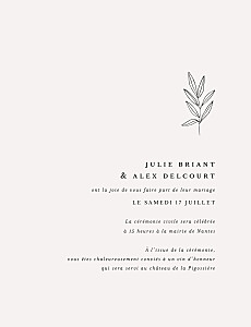 Faire-part de mariage beige jeune pousse beige Faire-part de mariage beige jeune pousse beige