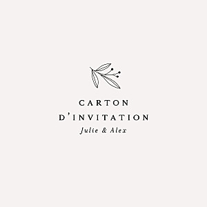 Carton d'invitation mariage classique jeune pousse (carré) beige Carton d'invitation mariage classique jeune pousse (carré) beige