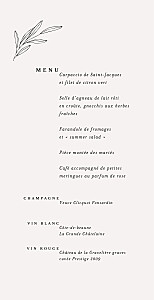 Menu de mariage beige jeune pousse beige Menu de mariage beige jeune pousse beige