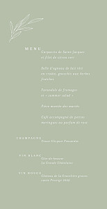 Menu de mariage jeune pousse vert Menu de mariage jeune pousse vert