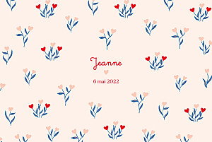 Faire-part de naissance vintage jardin de flœurs (paysage) rouge Faire-part de naissance vintage jardin de flœurs (paysage) rouge