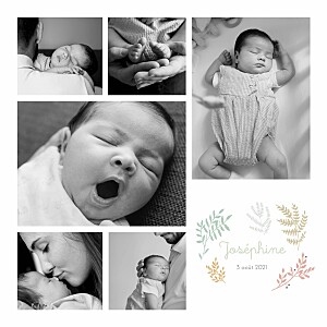 Faire-part de naissance nature liberty feuillage vert Faire-part de naissance nature liberty feuillage vert