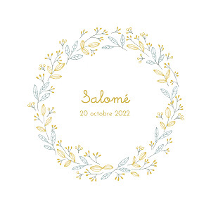 Faire-part de naissance vintage ronde des champs bleu Faire-part de naissance vintage ronde des champs bleu